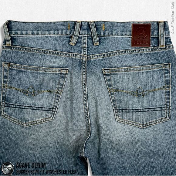 AGAVE DENIM ROCKER SLIM FIT WINCHESTER FLEX BLUE JEANS IN JAPANESE BROWN/INDIGO - Picture 12 of 15